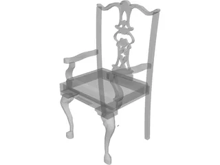 Chair Chippendale Cabriole Leg 3D Model preview