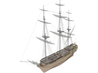 Le Glorieux Ship Of Line 3D Model preview