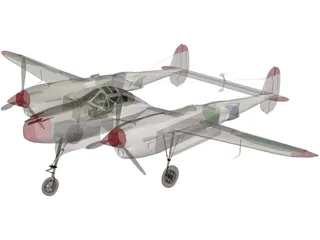 Lockheed P-38 J/L Lightning 3D Model preview
