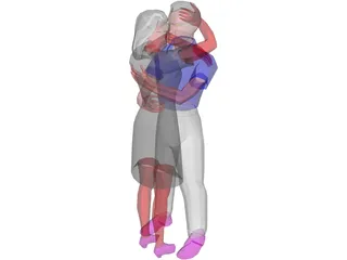 Adults Hugging 3D Model preview