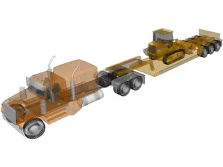 Lowboy Semi Truck 3D Model preview