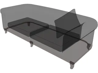 Sofa Round Back 3D Model preview