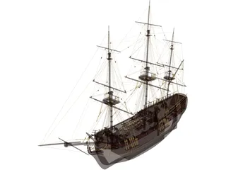Schooner Frigate Constitution Class 3D Model preview