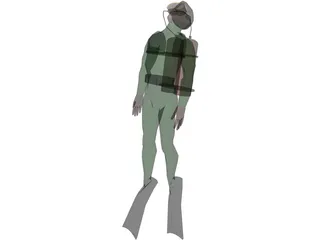 Scuba Diver 3D Model preview