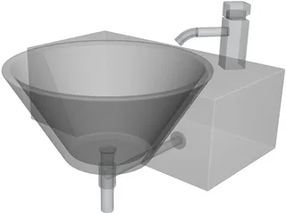 Modern Bathroom Hand Basin - Arke540 and Tap (Faucet) 3D Model preview