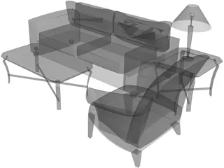 Classic Living Room Set 3D Model preview
