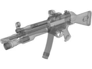 H&K MP5A4 Tactical Submachinegun 3D Model preview