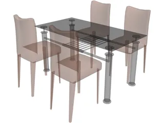 Table with Chairs 3D Model preview