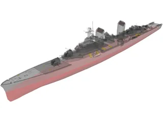 Fletcher Class Destroyer 3D Model preview