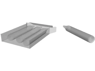 Box of Crayons 3D Model preview