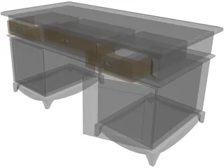 Old Wooden Desk 3D Model preview