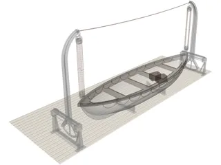 Lifeboat and Davits 3D Model preview