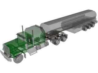 Ford Semi Truck with Tanker Trailer 3D Model preview