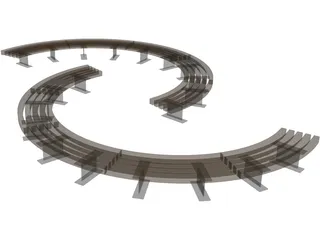 Curved Bench 3D Model preview