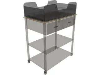 Hospital Cart Bassinet 3D Model preview