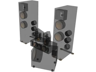 Home Theater Speaker System 3D Model preview