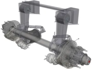 Truck Axle with Brakes 3D Model preview