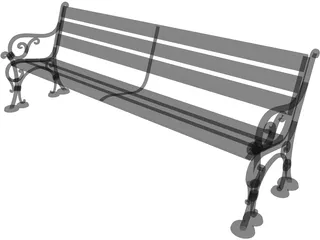 Wood and Metal Park Bench 3D Model preview