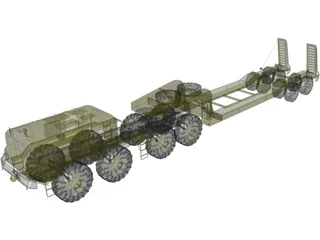 MAZ 543 with Transport Trailer 3D Model preview
