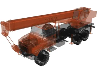 KrAZ 63221 with KTA-25 Crane 3D Model preview
