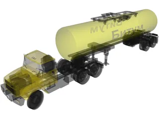 KrAZ 63221 with AB-22 Tanker Trailer 3D Model preview