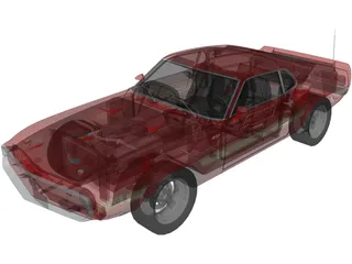 Ford Mustang GT500 (1969) 3D Model preview