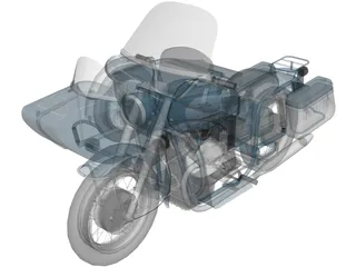 Moto Guzz with Sidecar 3D Model preview