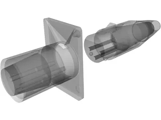 XLR Female Plug and Male Socket 3D Model preview