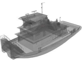 Tug-Push Boat 3D Model preview