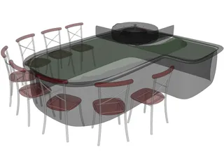Roulette Table 3D Model preview