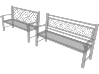 Wood Benches 3D Model preview