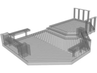 Custom Wood Deck 3D Model preview