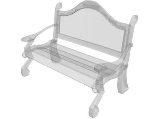 Wooden Park Bench 3D Model preview