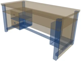Desk School 3D Model preview