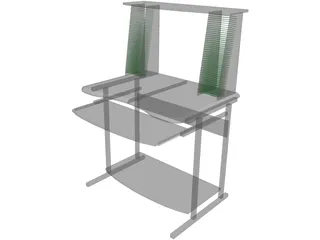 Desk with CD Rack 3D Model preview