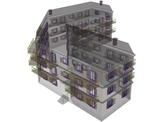 Apartment Building 3D Model preview