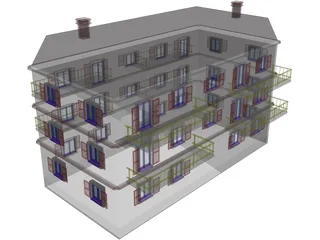 Apartment Building 3D Model preview