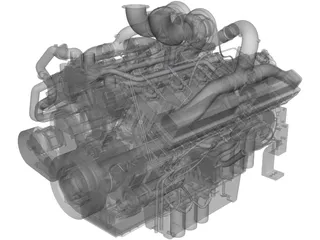 Cummins QSK38-G Diesel Engine 3D Model preview