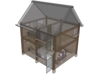 Wood House 3D Model preview