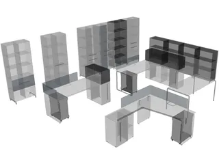 Modern Office Furniture Collection 3D Model preview