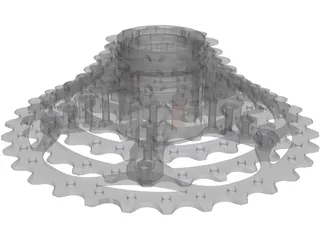 Cassete 9v SRAM PG-990 3D Model preview