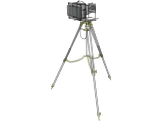 Old Fashion Camera On Tripod 3D Model preview