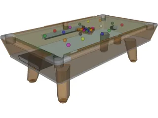 Indoor Pool Table 3D Model preview