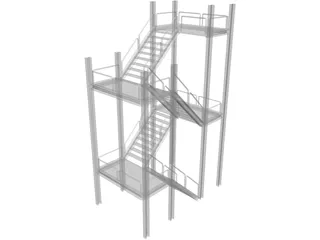 Two-level Stairs 3D Model preview