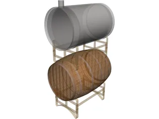 Wine Barrels 3D Model preview