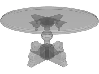 Carved Dining Table 3D Model preview