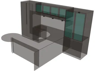 Executive Office Desk 3D Model preview