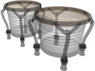 Bongos Pair 3D Model preview