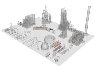 Oil Refinery Parts 3D Model preview