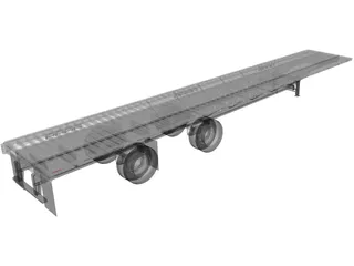 Split Axle Flatbed Trailer 3D Model preview